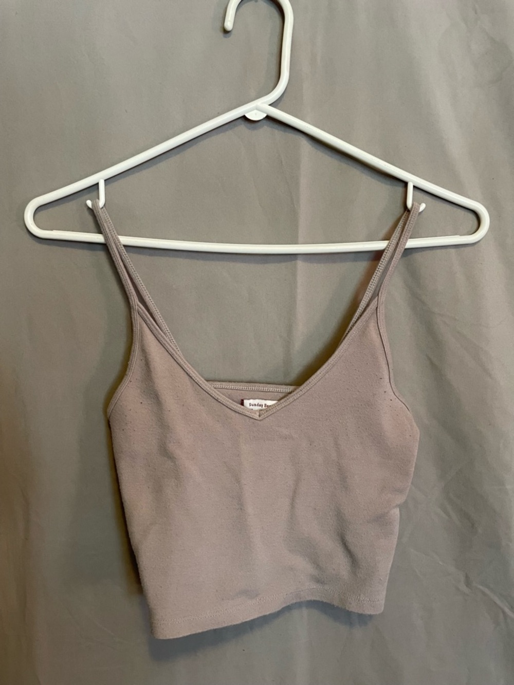Sunday Best Mauve Ribbed V-Neck Cropped Tank Top xxs Aritzia